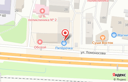 Супермаркет Пятёрочка на улице Ломоносова на карте