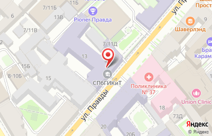 Санкт-Петербургский государственный институт кино и телевидения в Санкт-Петербурге на карте
