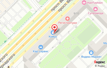 Магазин Комус на метро Университет на карте
