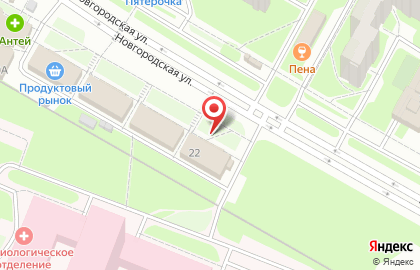 Супермаркет Магнит на Новгородской улице на карте