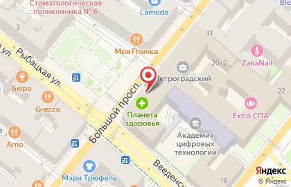Супермаркет Вкустер в Петроградском районе на карте