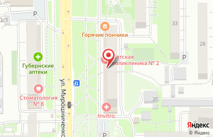 Банкомат КБ Кедр, Левый берег на улице Мирошниченко на карте