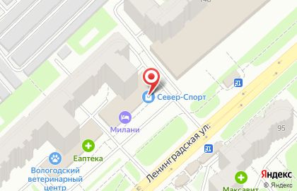 Экипировочный центр Север-Спорт на улице Ленинградской на карте