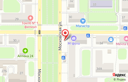 Салон связи Евросеть на Московской улице, 28а в Новомосковске на карте
