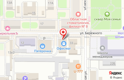 Магазин мебели Мебельград на улице Бережного на карте