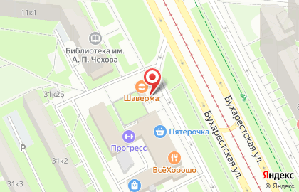 Роспечать, Фрунзенский район на Бухарестской улице на карте
