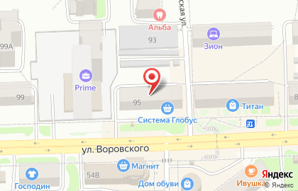 Супермаркет на улице Воровского на карте