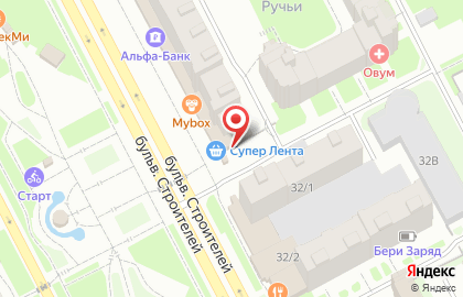 Супермаркет Лента в Кемерово на карте