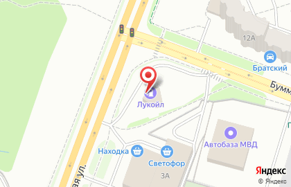 Заправочная станция Лукойл-уралнефтепродукт на Буммашевской улице на карте