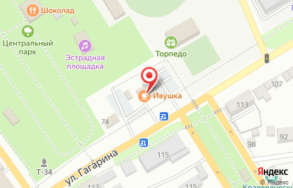 Кафе Ивушка на улице Гагарина на карте