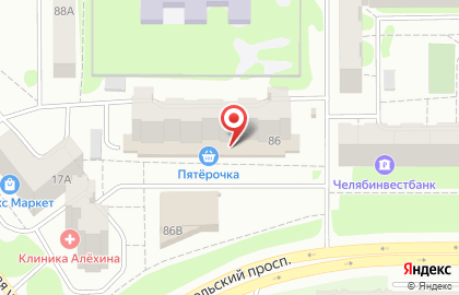 Сеть супермаркетов Пятерочка на Комсомольском проспекте, 86 на карте