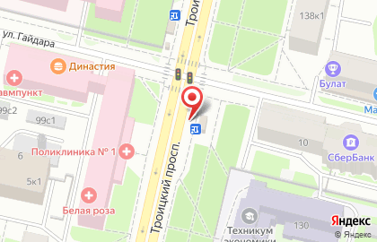 Киоск по продаже хлебобулочных изделий на Троицком проспекте на карте