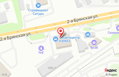 Официальный дилерский центр по продаже запчастей, автомобилей и обслуживанию КАМАЗ КАМАЗ центр на 2-ой Брянской улице на карте