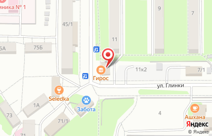 Продовольственный магазин в Калининском районе на карте