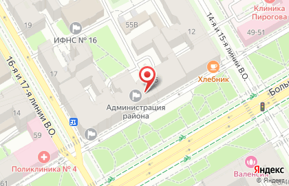 Администрация Василеостровского района г. Санкт-Петербурга в Василеостровском районе на карте