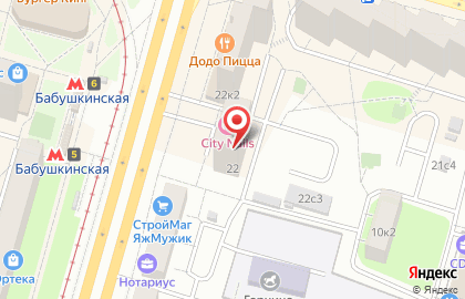 Салон красоты City Nails на станции метро Бабушкинская на карте