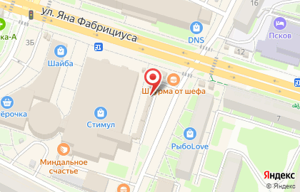 Магазин сладостей Сластёна на улице Яна Фабрициуса на карте