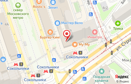 Сеть бургерных #farш на Сокольнической площади на карте