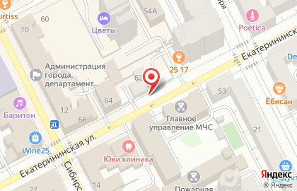 Центр паровых коктейлей КУБ на Екатерининской улице на карте