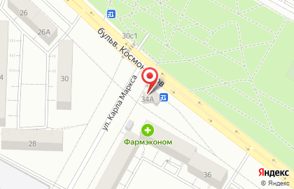 Продовольственный магазин на бульваре Космонавтов на карте