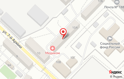 Клиника Медиком на улице 7-й Армии в Гатчине на карте