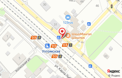 Железнодорожная станция Ухтомская на Лермонтовском проспекте на карте