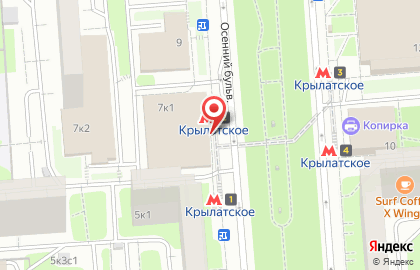 Банк ВТБ на метро Крылатское на карте