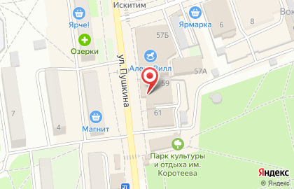 Фирменный продуктовый магазин Ирмень на улице Пушкина на карте