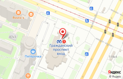 Банкомат СберБанк на Гражданском проспекте, 116 лит а на карте