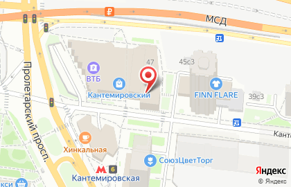 Ресторан быстрого обслуживания Макдоналдс на Кантемировской улице на карте