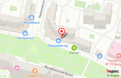 Супермаркет Перекрёсток на метро Лермонтовский проспект на карте
