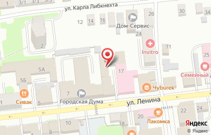 Супермаркет Пятёрочка на улице Ленина, 9 на карте