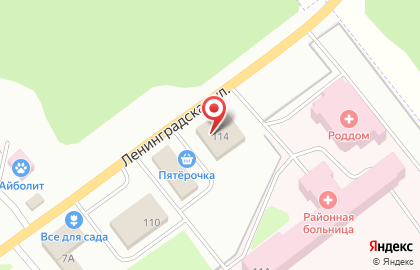 Супермаркет Пятёрочка на улице Ленинградской на карте