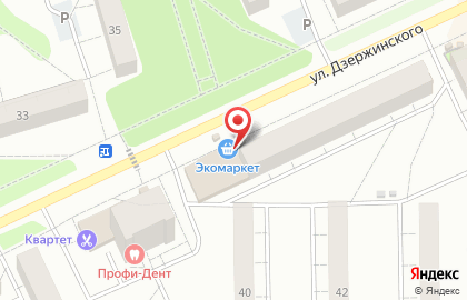 Продуктовый магазин на улице Дзержинского на карте