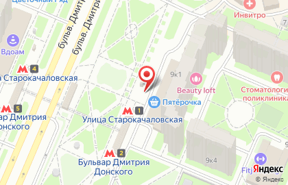 Киоск по продаже мороженого, район Бутово Северное на бульваре Дмитрия Донского на карте