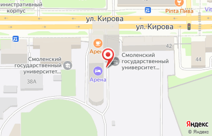 Гостиница Арена в Смоленске на карте