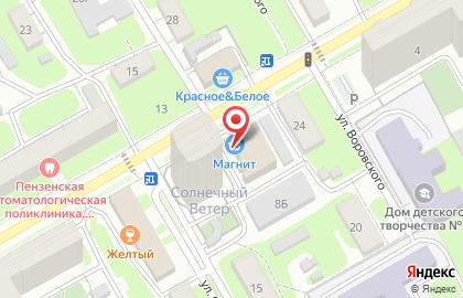 Супермаркет Магнит у дома на улице Леонова на карте