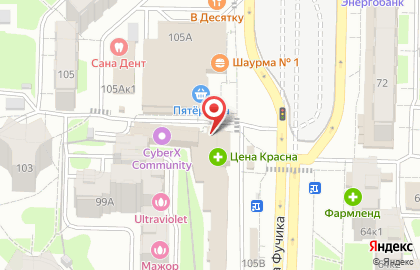 Бар Пенный двор на улице Юлиуса Фучика на карте