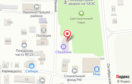 Банкомат Сбербанк России, Бийское отделение №153 на улице Ленина, 89 в Советском на карте