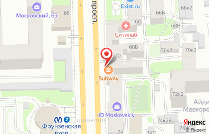 Ресторан быстрого питания Subway на Московском проспекте на карте