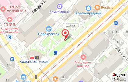 Киоск по продаже цветов, Красносельский район на Краснопрудной улице на карте