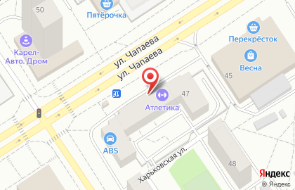 Тренажерный зал Атлетика на улице Чапаева на карте