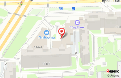 Центр развития бизнеса Сбербанк на проспекте Ветеранов на карте