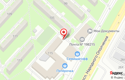 Киоск по ремонту обуви, Кировский район на проспекте Народного Ополчения на карте