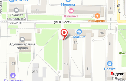 Магазин Веста на улице Юности на карте