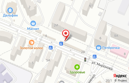Киоск по продаже хлебобулочных изделий на улице Миронова на карте