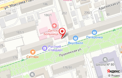 Киоск по продаже колбасных изделий на Пушкинской улице на карте