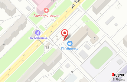 Киоск по продаже хлебобулочных изделий на улице Тополей на карте