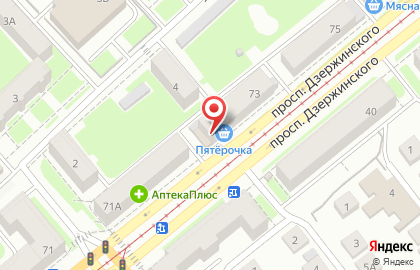 Супермаркет Пятёрочка на проспекте Дзержинского на карте