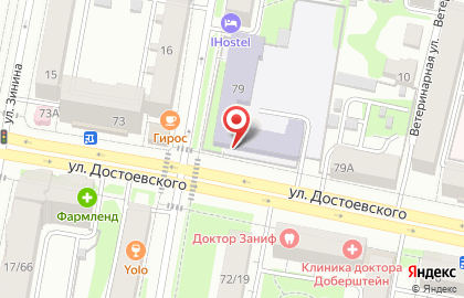 Гимназия №28 на улице Достоевского на карте